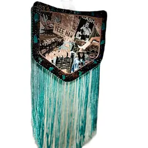 Johnny Cash and More Western Themed Car Freshie with Tassels and Turquoise Stones - Air freshener
