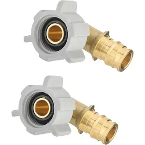 2-Pack  Pex-A Expansion Full Flow Brass Fittings 1/2" Pex X 1/2" Female NPT Swivel Elbow, ASTM F1960, UPC Certified,(PEX1960129-2PCS)