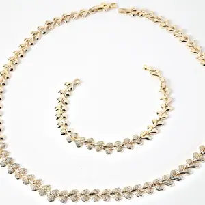 14K Gold Laminated Chain & Bracelet Set with Cubic Zirconia