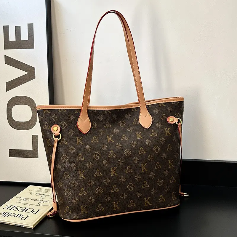 2026 New Arrival Large Tote Bag with Monogram Pattern – Multi-Way Carry (Shoulder/Crossbody/Hand), Perfect for Daily Commute and Everyday Style