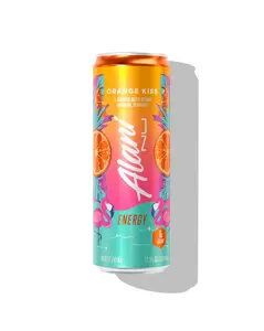 Alani ORANGE KISS, Sugar Free, Low Calorie Energy Drinks, 200mg Caffeine, Biotin, B Vitamins, Zero Sugar, 10 Calories, 12 Fl Oz Cans, 12 Pack