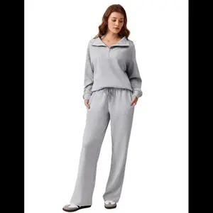 Travel set Women's 2-Piece Sweatsuits Set Long Sleeve Half Zip Pullover Sweatshirt Joggers Pants Comfy Outfits Soft Tracksuit Womenswear 2025 Fall(Sheets)