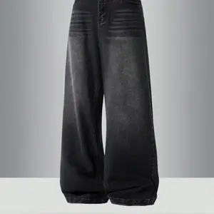 Men's Loose Vintage Straight Leg Jeans, Casual Comfy Denim Pants for Daily Wear, Woven Bottoms for Summer, Cotton