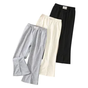 3-Pack girls wide-leg fashion sweatpants in spring and autumn children's casual elastic waist straight jogging belt pocket