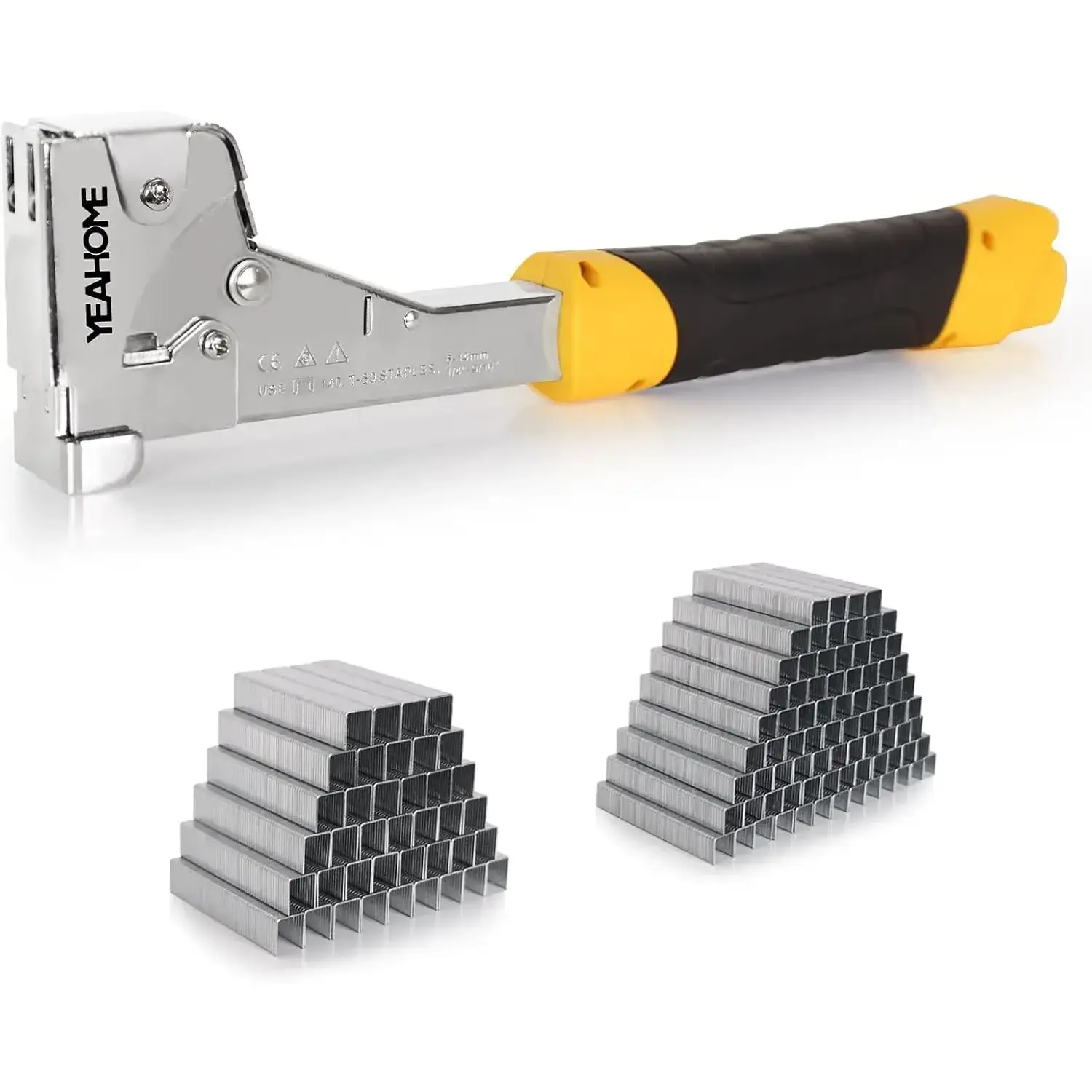 Swiilpo Heavy Duty T50 Hammer Tacker with 6000 T50 Staples (1/2 in, 3/8 in) - Steel Manual Stapler with Anti-jam Magazine, High-Impact Head for Construction, Flooring, Roofing Tasks, Insulation Work, Durable Design