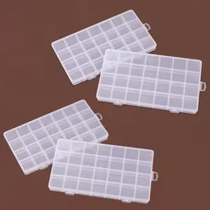 4PCS Clear Plastic Bead Organizer Boxes 28-Grid Jewelry Storage Containers with Fixed Dividers for Beads,Sewing,Drawing Accessories,Geometric Patterns,Fashion Theme