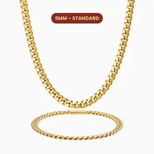 JAXXON Cuban Set 5mm - Gold - Waterproof - Box Clasp