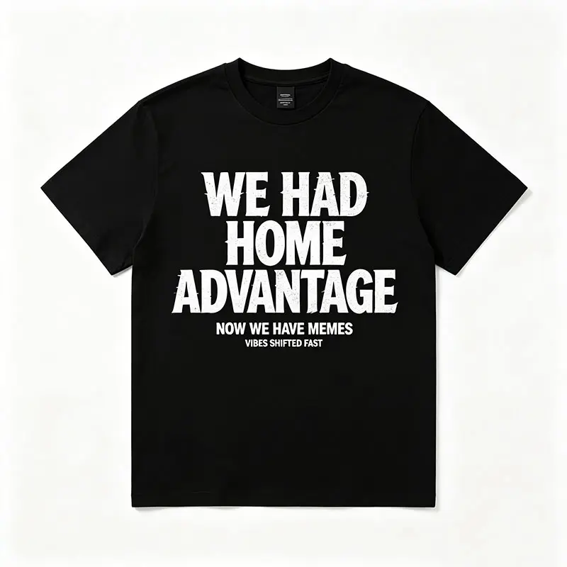 Unisex Nice Home Advantage Lmao Viral Sarcastic Graphic Tees, Short Sleeve Crew Neck Top, Humor Graphic Tee Casual Streetwear Cotton Tee, Trendy Internet Meme Daily Tops, graphic tees, men's t shirts, trending clothes, streetwear tees, short sleeve print