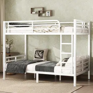 Metal  Bunk Bed for Teens and Adults,Space-Saving/Noise Reduced/No Box Spring Needed,White
