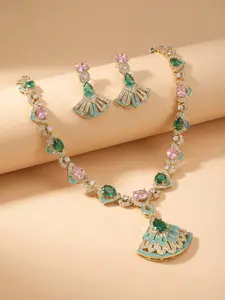Women's Necklace Earring Set, Gemstone Pendant Jewelry, Elegant Jewelry Set, Party Wedding Accessories, Multi-Occasion Wear, Gift for Girls, Holiday Present, Fashionable Jewelry Set