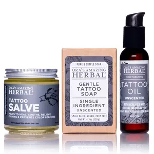All The Tattoo Aftercare Set - Tattoo Salve, Oil & Soap, Natural Tattoo Aftercare Set, Balm, Moisturizer, Skin Soothing