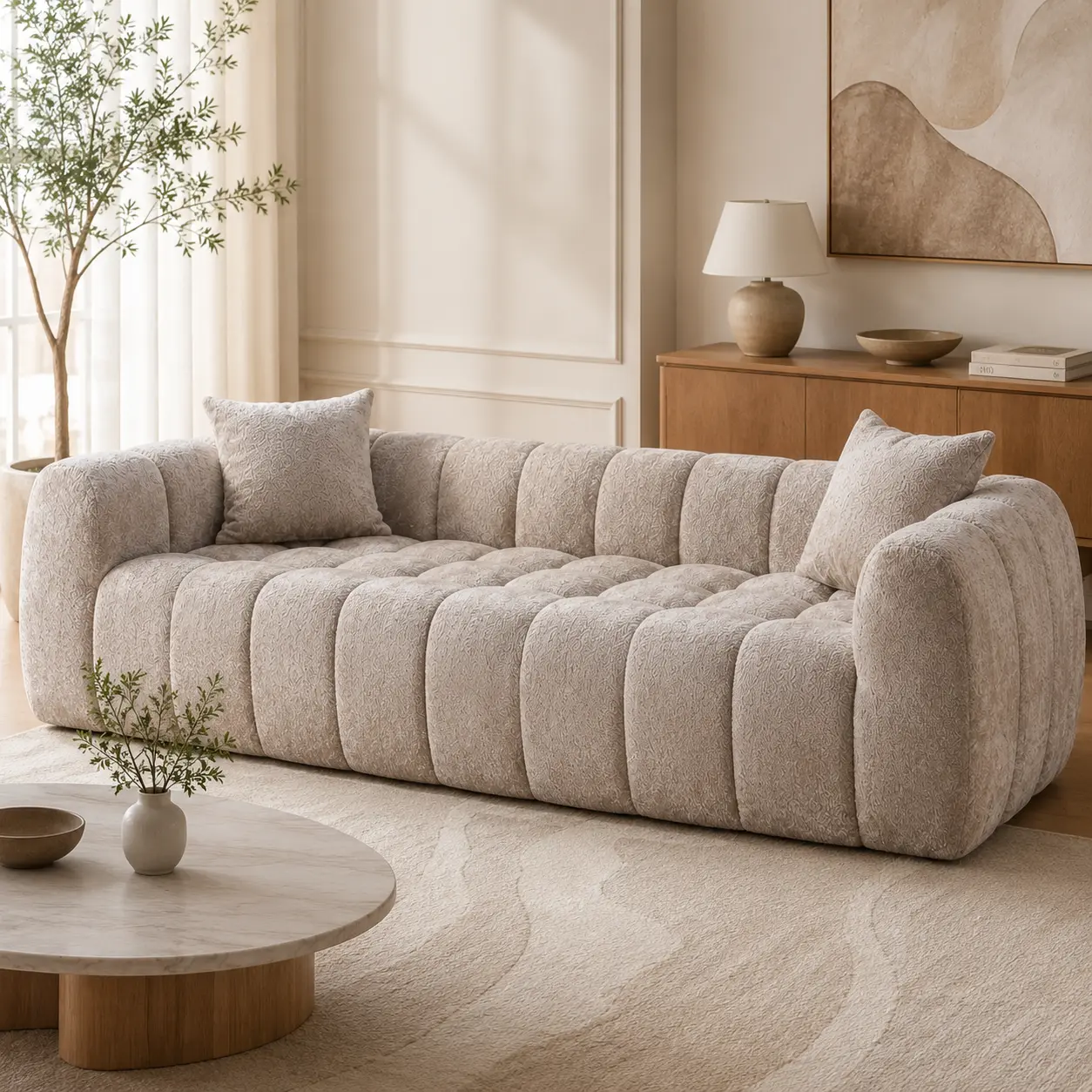 Oversized Boucle Lounge Chair Deep Seat Plush Comfort Foam Cushion Modern Accent Armchair for Living Room