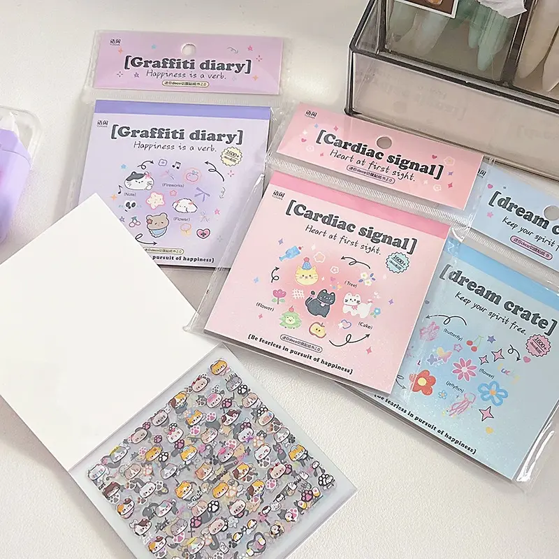 Scrapbook Supplies Mini Adhesive Sticker Book - 24 Sheets, 1600+ Cute Cut-Out Paper Shapes, for Diaries, Cellphone Casings, Creative DIY Projects