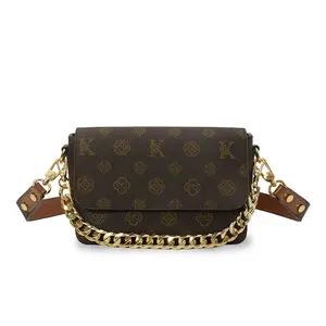 Retro-Chic Flap Bag with Premium Hardware & Structured Silhouette K Monogram Crossbody Bag for Women with Bold Chain Accents