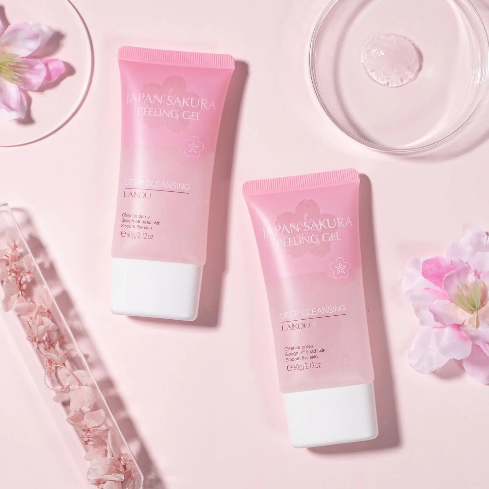 Cherry Blossom Exfoliating Face Scrub, Sakura Facial Scrub Exfoliator, Deep Cleansing Face Cleanser, Deeply Hydrate & Comfort Facial Skincare Gift, Peeling Gel, Even Skin Texture, Hydrating, Smooth, Gentle