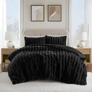 Madison Park Ultrasoft Faux Fur Ribbed Comforter Set, Reversible Crystal Velvet, All Season Cozy Bedding, Premium 3 Pieces