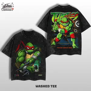 The Hothead Raph Sai Master "Raphael" - The Teenage Mutant Ninja Turtles Heroes TMNT Edition Double Printed Oversized Lightweight Acid Washed Tee TV Series Graphic Design Top Cotton Streetwear Movies Film Fans Gift T-Shirt