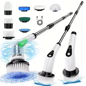 PowerSpin Electric Scrubber, Cordless Shower Scrubber, Cleaning Brush, with 8 Replaceable Brush Heads and 3 Adjustable Extension Handle, 2 Adjustable Speeds for Kitchen, Tub, Car, Floor, Toilet, Household Cleaning Supplies #Summervibes    tiktok shop deal
