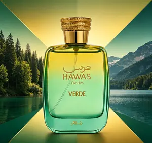 Hawas For Him Verde Eau de Parfum for Men 3.38 fl. oz 100ml, Crisp Fresh Green Aromatic Masculine Cologne, Vibrant Herbal Citrus Woody Scent, Long Lasting Light Clean Fragrance for Spring Summer Daily Office & Casual Wear