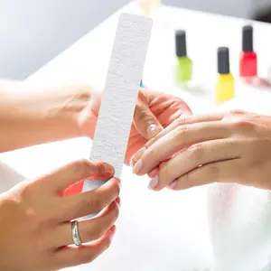 Square double-sided sandpaper nail file, professional manicure polishing tool, 100/180 grit difference design for double-sided use, suitable for gel nail polish, portable shaping tool, double-sided polishing function, manicure salon dedicated care tool