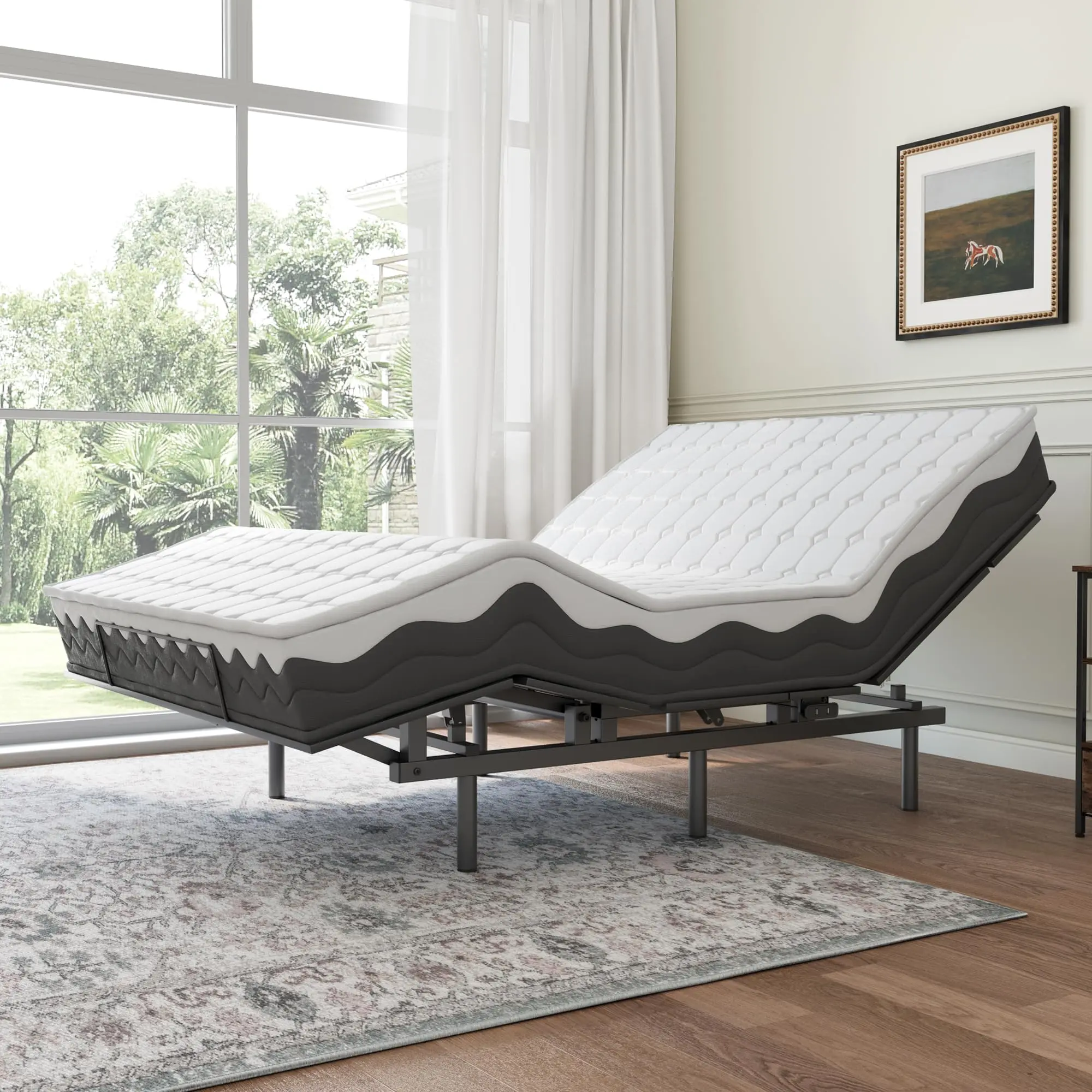 【GARVEE】Adjustable Bed Frame with Wireless Remote, Memory Function, Head and Foot Lift Incline, Zero Gravity, and Quiet Motor for Enhanced Comfort and Relaxation, Ideal for Lying Down, Reading, and Relieving Fatigue and Backache [FULL]