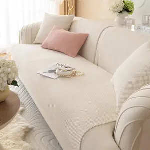 Solid Color Sofa Cover, 1 Count Non-slip Sofa Slipcover/1 Count Pillowcase, Dustproof Couch Pad for Home Living Room, Home Decor, Soft Sofa Protector, Couch Sofa Protector, Sofa Couch Covers