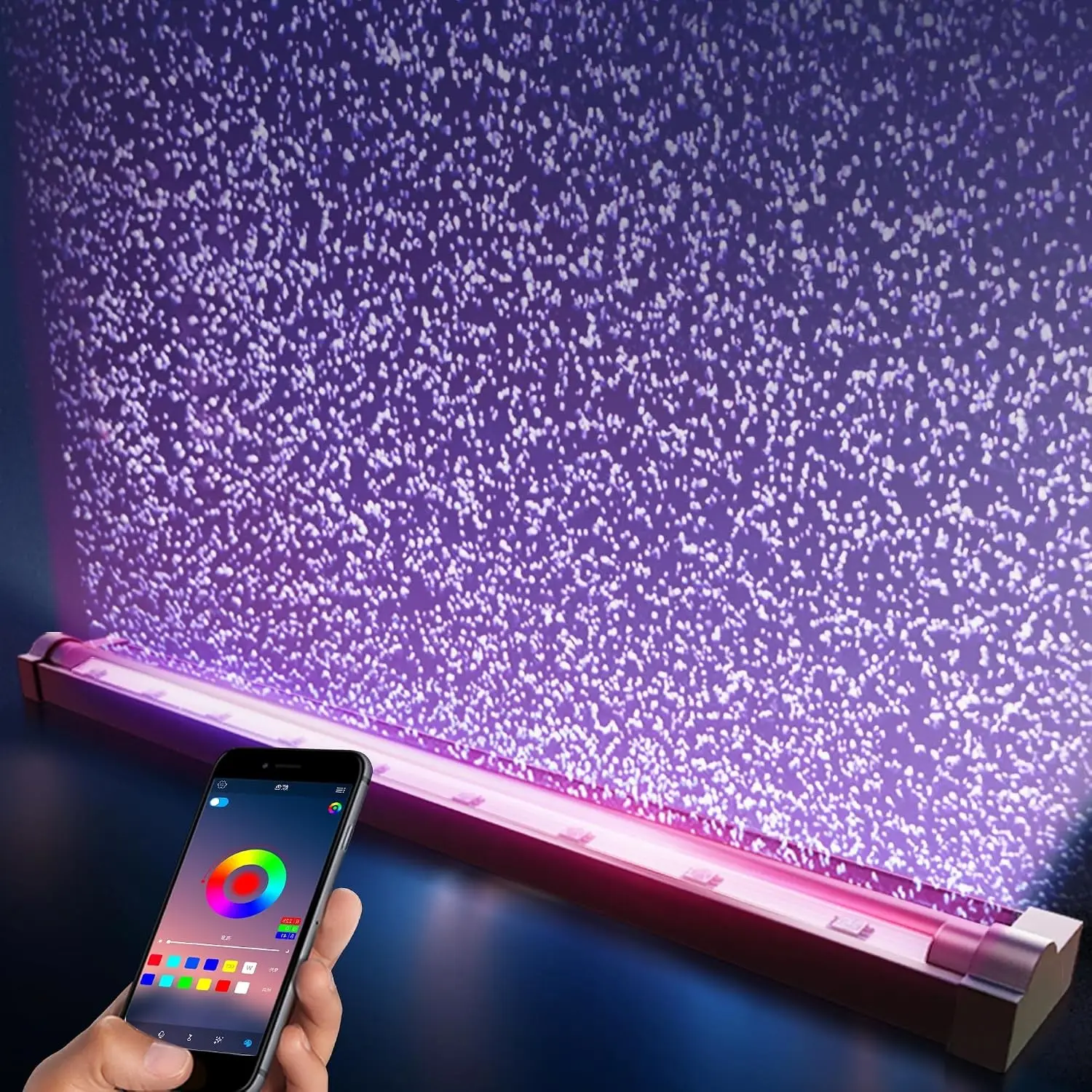 Smart App-Controlled LED Aquarium Light with 16 Million Colors 12 Dynamic Effects Submersible Fish Tank Light with Nano Air Bubble for Aquarium Decor 9.3''