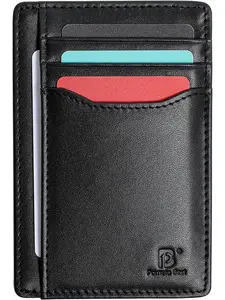 Pomelo Best Mens Wallet, Slim Genuine Leather Purse with RFID Blocking, Ultra-Thin Credit Card Holder, Credit Card Organizer for 7 Cards and Cash, Ideal for Gift Travel and Daily Life