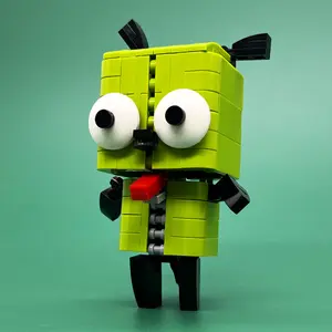 Green Dog Robot Building Blocks Kit, Cute Alien Disguise Brick Figure for Kids & Adults, Creative Sci-Fi Cartoon Mascot Model for Desktop Decoration, DIY Construction Set, Stem Construction Set, Birthday Gift for Animation Fans, Puppy, Building Block Sets