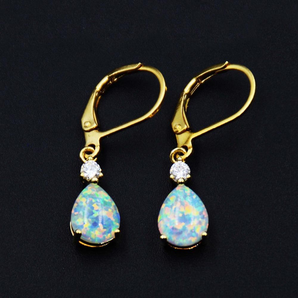 Drop-Shaped Earrings with Inlayed Gem