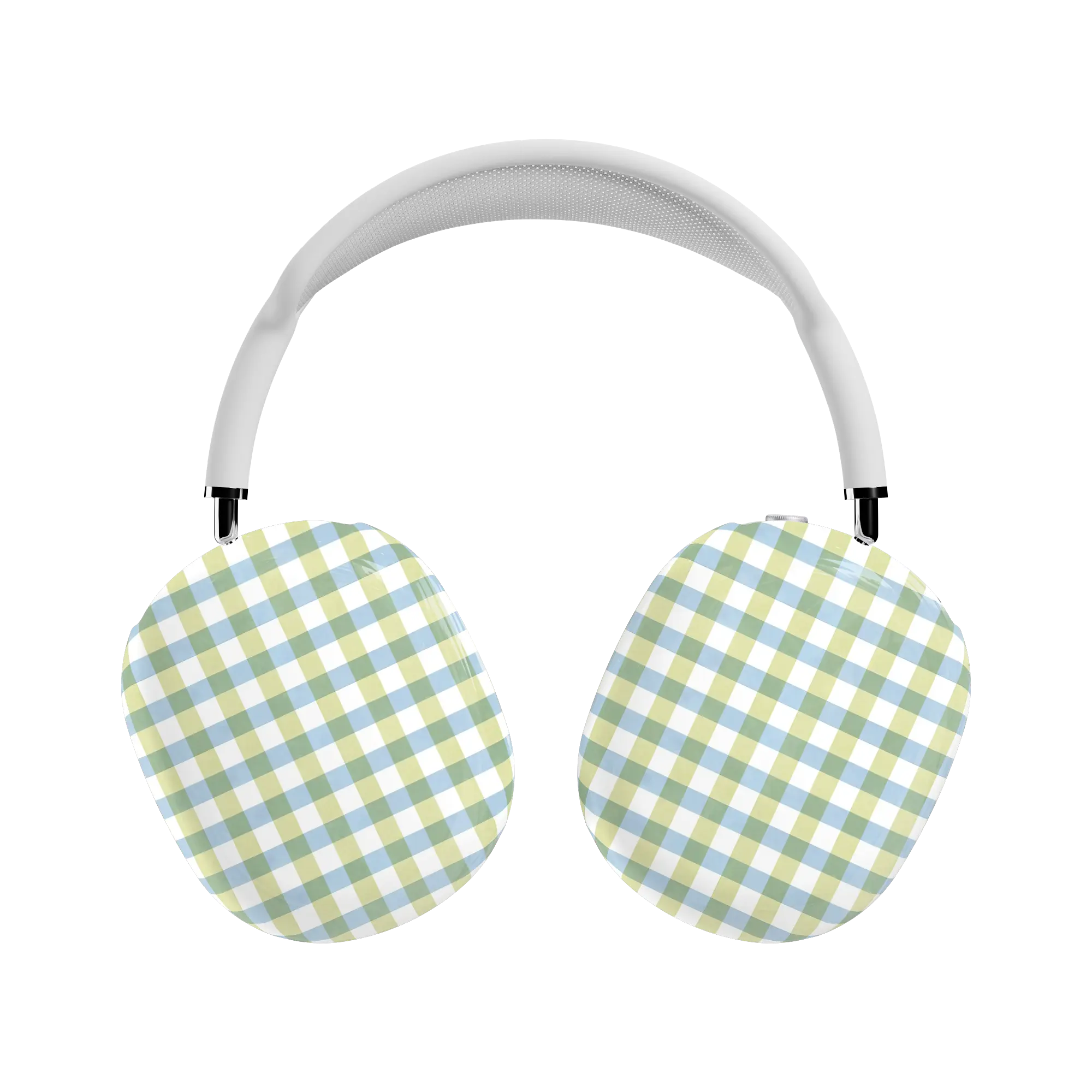 Casely AirPods Max Case | Snap-On Hard Shell Covers | Pastel Picnic | Blue & Green Gingham