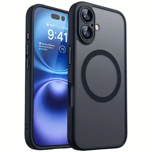 Case for iPhone 17 16 15 14 13 12 11 Pro Max Case Magnetic Translucent Matte Phone Cases Accessories Casing [Compatible with MagSafe] Thin Slim Fit Shockproof Bumper Hard Protective Cover for Women Men Girls Shockproof Smartphone Cover