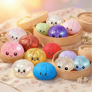 Glitter Dumpling Squishy with Box, Soft Sensory Squeeze Toy for Stress Relief, Mystery Glitter Dumplings, Decompression Dough, Not Blind Box, You Can Choose Your Favorite Color Freely