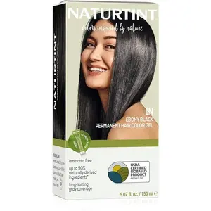 Naturtint 1N Ebony Black Permanent Hair Color, Ammonia Free, Vegan, Cruelty Free, up to 100% Gray Coverage, Long Lasting Results (Packaging may vary)