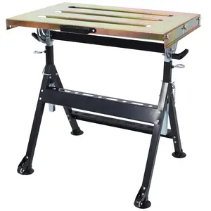 Welding Table 30"x20" 400lbs Load Capacity Steel Workbench on Wheels Folding Bench with Three Slots Adjustable Angle & Height for Durable Welding Projects