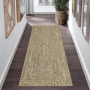 Garvee 2x6 Runner Rug for Kitchen Print Pattern Rug Non Slip Bathroom Rugs Solid Area Rug for Entryway Indoor Carpet Stain Resistant Area Rug Natural Color
