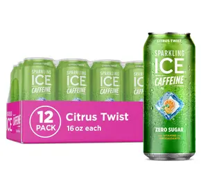 Sparkling Ice Caffeine Citrus Twist Sparkling Water with Caffeine, Zero Sugar, with Antioxidants and Vitamins,16 fl oz Cans (Pack Of 12)