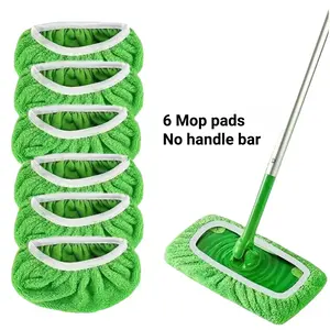 6 Counts Wet & Dry Mop Cloth Set,Durable Microfiber Mop Pads,Reusable, Easy To Clean Design,Household Cleaning Supplies for Home Kitchen Bathroom