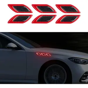 New Upgrade 6pc Strong Reflective Stripe Stickers for Car Fender Hood Bumper Night Visibility Reflection Decal Safety Warning Sticker Grade Carbon Fiber Universal for Car Sedan Pickup SUV (Red)