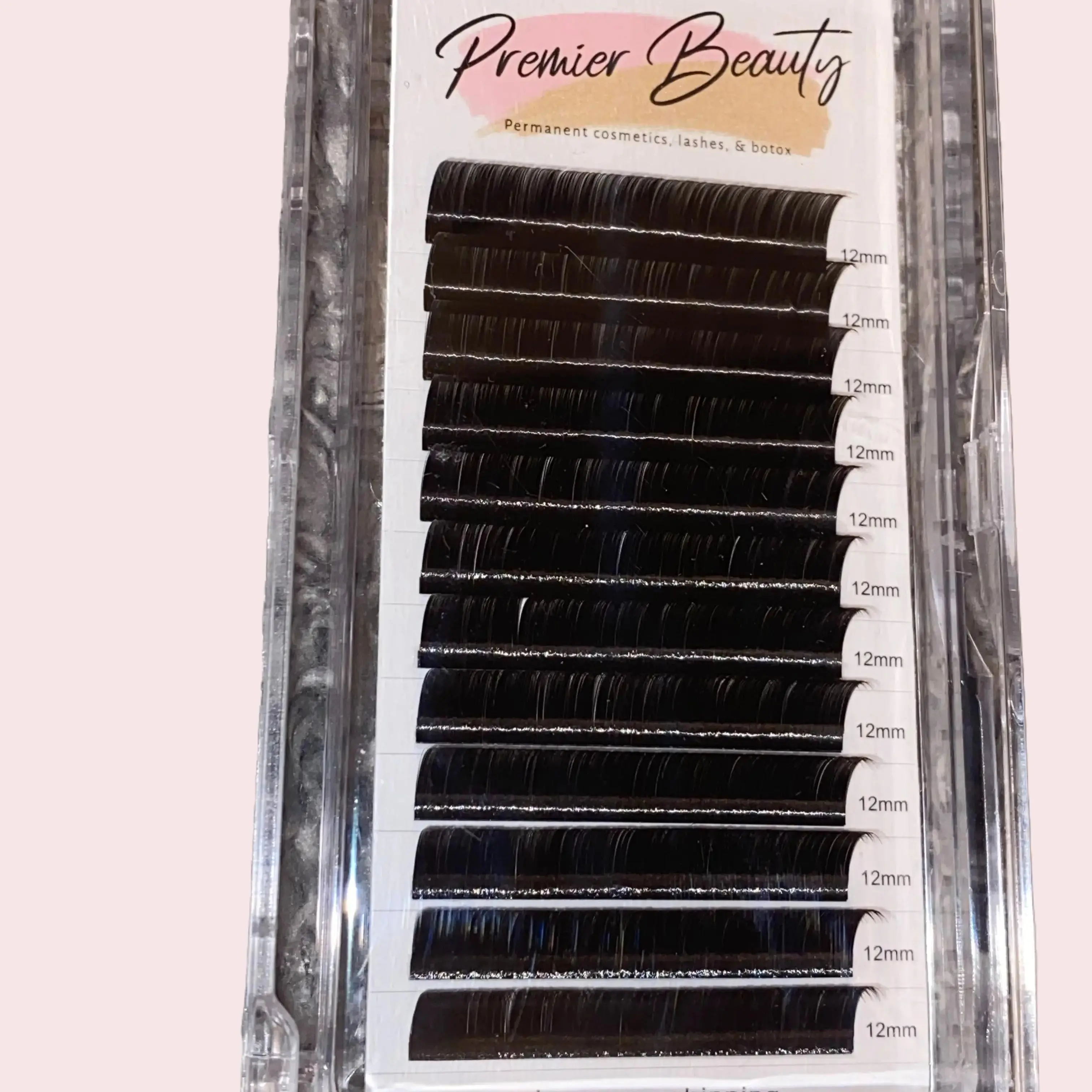 Premier Beauty .05 C Curl 12mm Silk Eyelash Extensions for Glamorous Natural Look US Made High-Quality Makeup Cosmetic