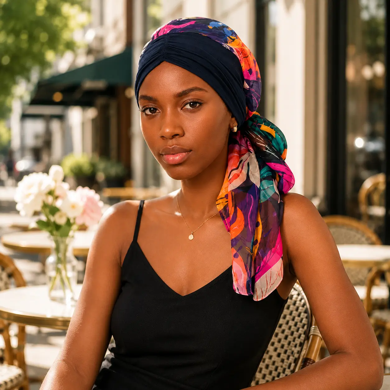 Women's Pre-Tied Turban Head Wrap - Soft Stretch Fabric Headwear with Printed Tail, Adjustable One-Size, Everyday Fashion Sleep Cap, Pirates Fan Accessory (Boosts Softness)