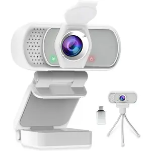 1080P HD Webcam with Microphone and USB C Adapter , USB Desktop Laptop Camera with110 Degree Widescreen,Stream Webcam for Calling, Recording,Conferencing, Gaming,Webcam with  Shutter and Tripod