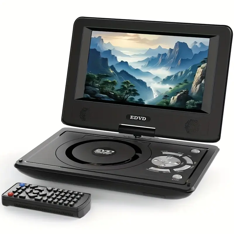 Compact CD Player with Screen - 4-6hr Built-in Battery, Audio Support, TV Sync, SD/USB for Extra Movies, Multiple Disc Formats, Road-Trip Movie Companion (Black)