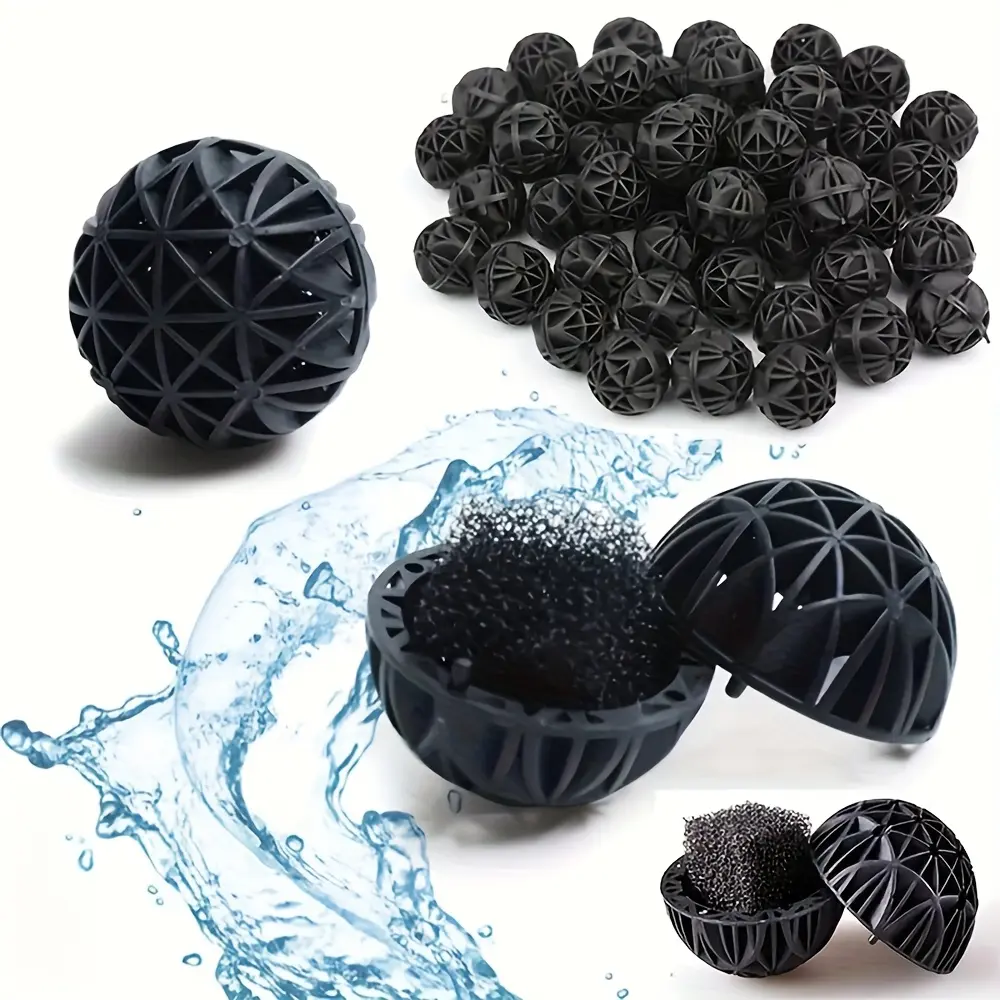 100Pcs 16mm Diameter Biological Water Ball Filter Media Bulk Pack - Easy Installation Aquarium Fish Tank Accessory for Pond & Canister Use, Enhances Filtration