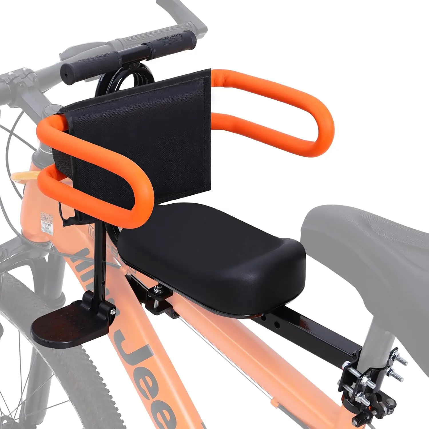 Kids Front Mount Bike Seat for 2-5 Years Old (Up to 48lbs) - w/Foot Pedals & Handlebar, Detachable Universal Fit for Mountain Bikes, Safe Comfortable Toddler Bicycle Seat for Family Outdoor Rides Detachable Handlebar Attached Kids Bike Seat, Bike Parts Mt