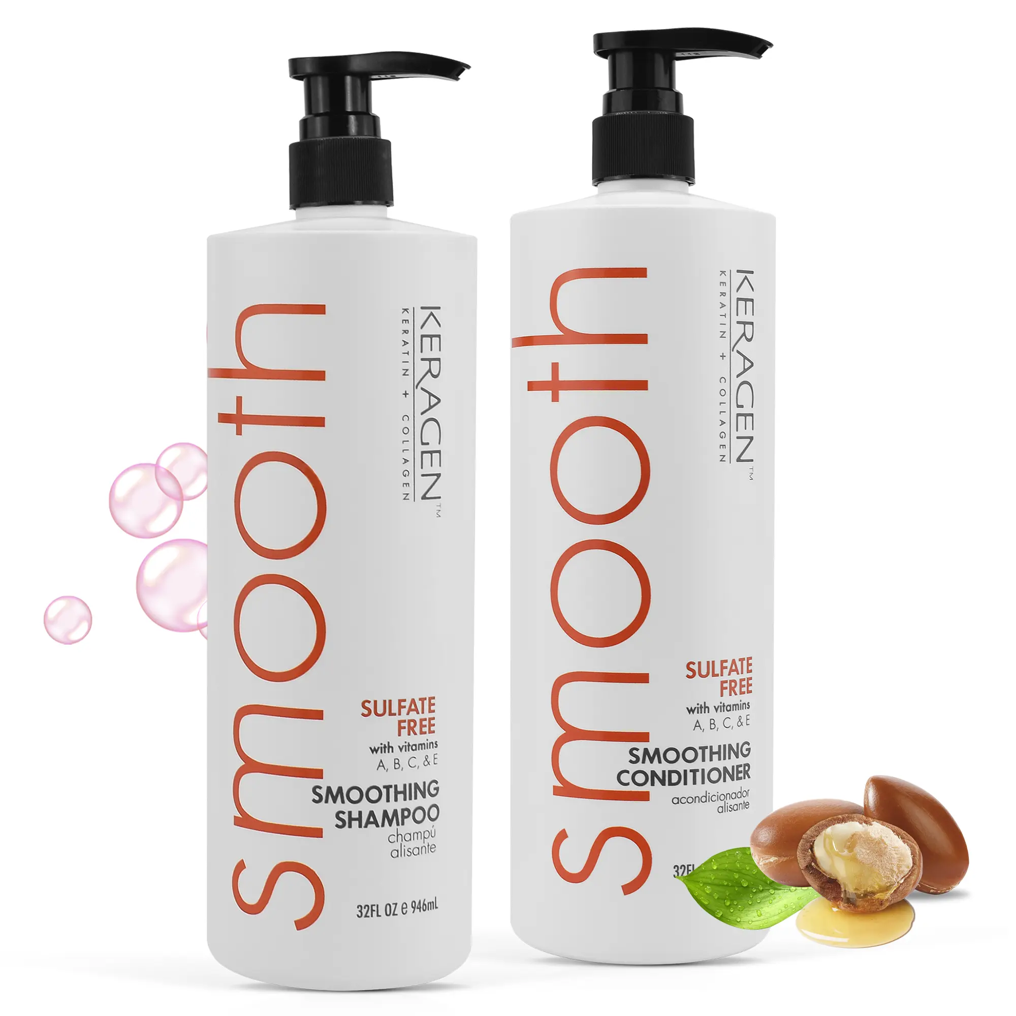 Keragen Smoothing Haircare Shampoo - Sulfate-Free Keratin, Hydrating, Cleansing, Gentle, Lightweight, Collagen-Enhanced, Daily Wash for Frizzy/Wavy Hair, 300g Smoothness Boost