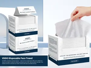 VDDO XL Face Clean Towels - 100% Biodegradable Ultra Soft Dual-Sided Facial Towels for Makeup Removal & Skin Care 50 Count Disposable Towels for Hotel & Home Cleaning