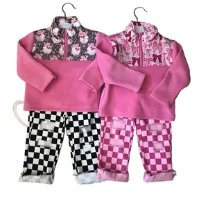 Girl Winter Outfit Princess Velvet Pollover Plaid Jeans Clothing Set