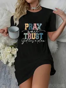 Pray Wait Trust, God Has A Plan Bible Christian Verse Design Dress