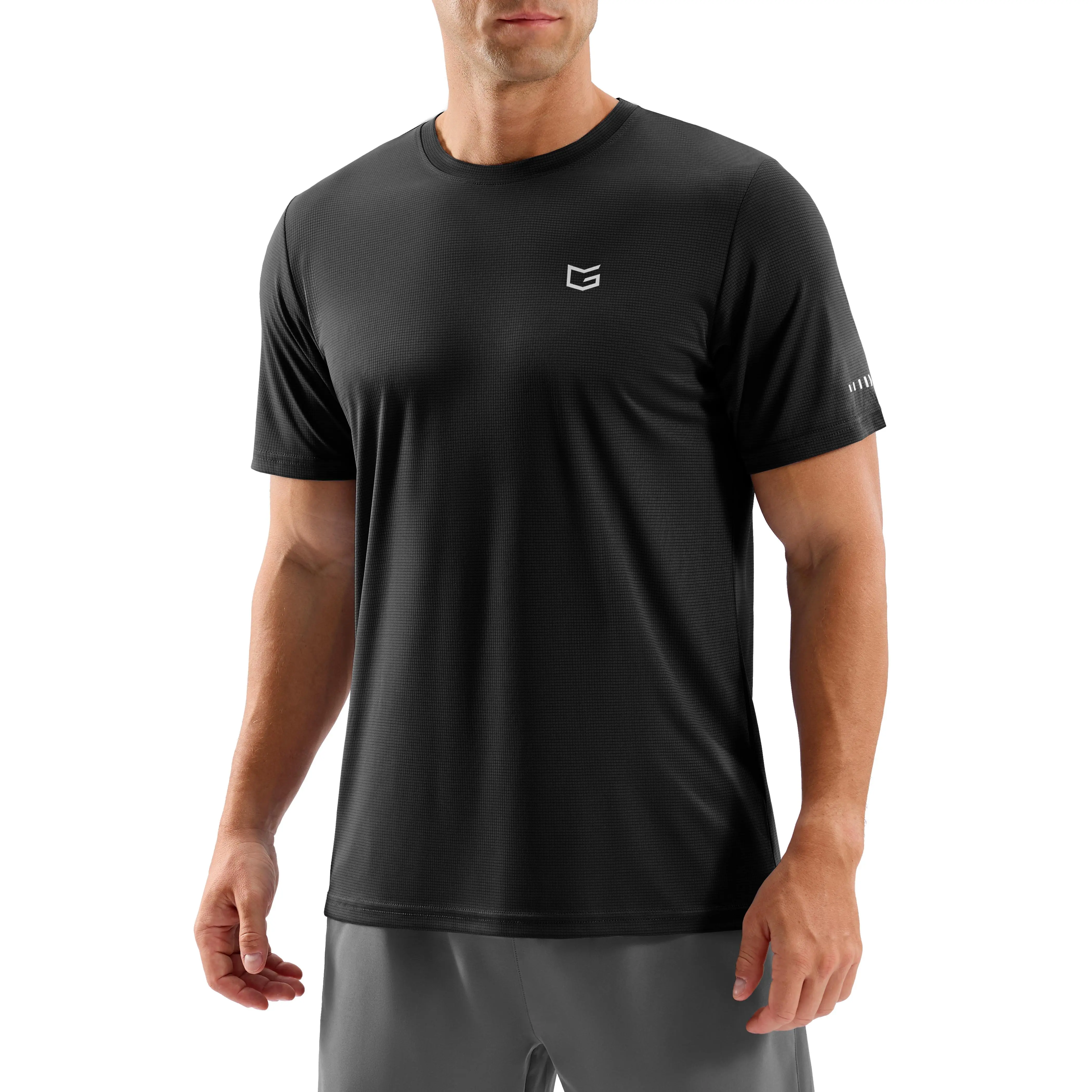 Men's Workout Breathable Grid T-Shirts Dry Fit Tops   UPF 50+ Sun Shirts Lightweight Cooling Tee for Athletic, Running,   Gym ，Hiking summerwins